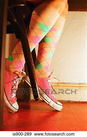 Girl wearing patterned stockings View Large Photo Image Stock Photo - Girl wearing patterned stockings. Fotosearch