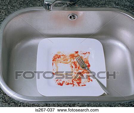 Square plate in sink View Large Photo Image Stock Photo - Square plate in sink. Fotosearch