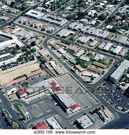 Aerial view of a town View Large Photo Image Stock Photograph - Aerial view of a town. Fotosearch