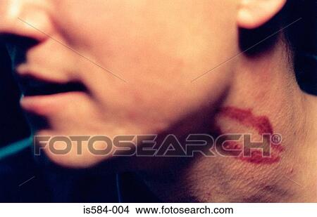 Man with lipstick kiss on neck View Large Photo Image Picture - Man with lipstick kiss on neck. Fotosearch