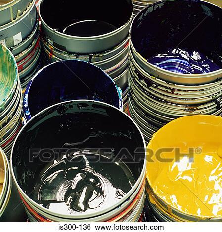 Stacked paint tins View Large Photo Image Stock Photograph - Stacked paint tins. Fotosearch