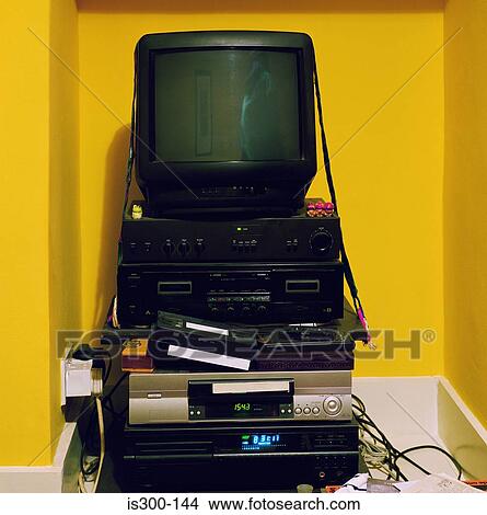 Television on stack of electrical equipment View Large Photo Image Picture - Television on stack of electrical equipment. Fotosearch
