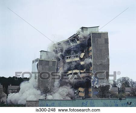 Stock Photo - Building being demolished. Fotosearch