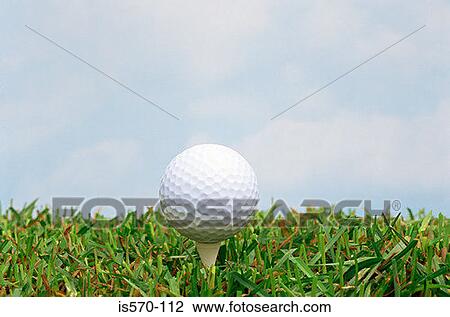 Stock Image - Golf ball and tee in grass. Fotosearch