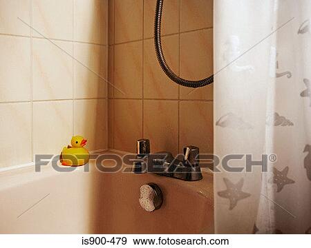 Rubber duck on the edge of a bath View Large Photo Image Stock Photo - Rubber duck on the edge of a bath. Fotosearch
