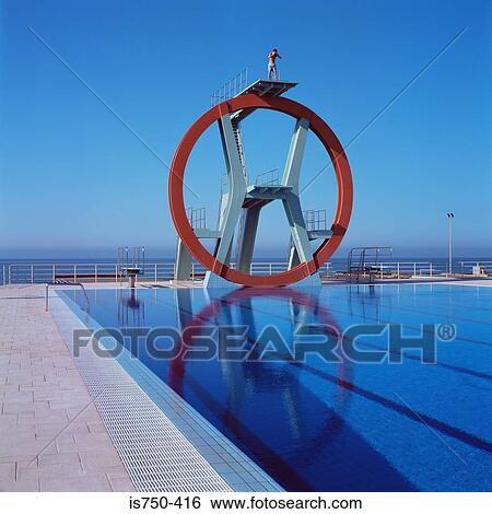 Person preparing to dive into swimming pool View Large Photo Image Stock Photograph - Person preparing to dive into swimming pool. Fotosearch