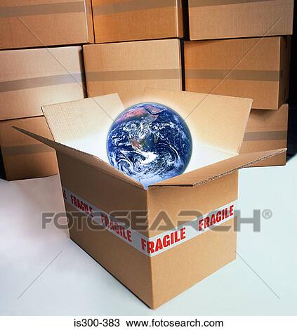 Earth in a box marked fragile View Large Photo Image Stock Image - Earth in a box marked fragile. Fotosearch