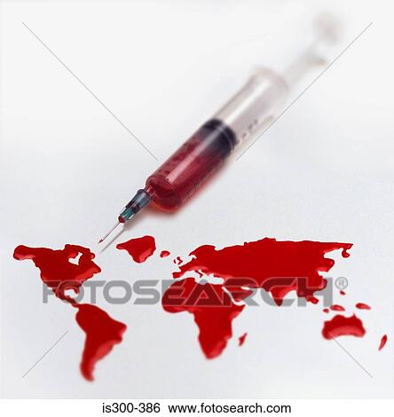 Stock Photograph - Syringe and a world of blood. Fotosearch