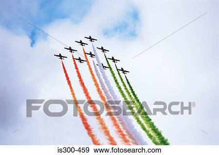 Stock Photo - Italian airforce flying in formation. Fotosearch