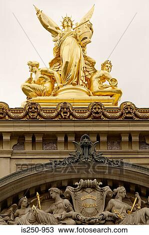 Stock Image - Sculpture on the opera garnier paris. Fotosearch