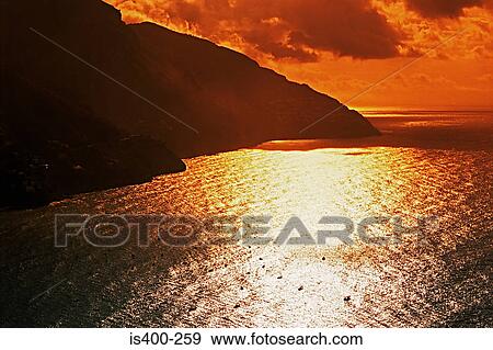 Sunset over amalfi coast View Large Photo Image Stock Photo - Sunset over amalfi coast. Fotosearch
