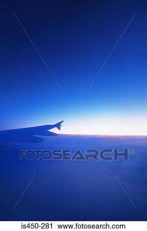 Stock Image - Wing of an aeroplane. Fotosearch
