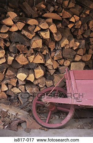 Wood store and wheelbarrow View Large Photo Image Stock Photo - Wood store and wheelbarrow. Fotosearch