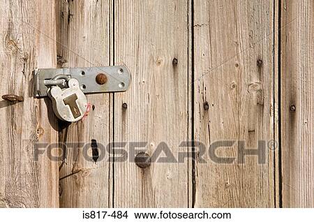 Picture - Locked wooden door. Fotosearch