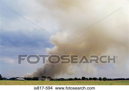 Picture - Smoke at a farm. Fotosearch