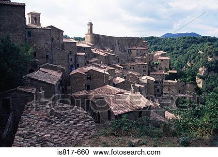 Stock Image - Town on a hill. Fotosearch