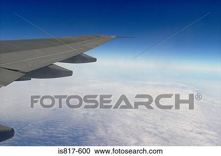 Stock Image - Wing of an aeroplane. Fotosearch