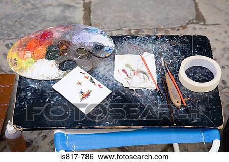 Artists equipment View Large Photo Image Stock Photograph - Artists equipment. Fotosearch