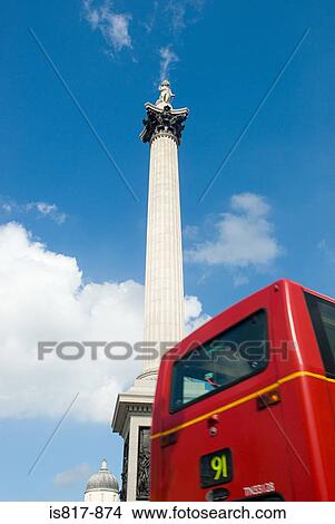 Bus passing nelsons column View Large Photo Image Picture - Bus passing nelsons column. Fotosearch