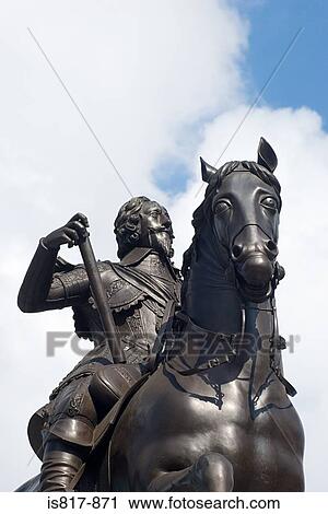 Stock Image - Statue of charles I on horseback. Fotosearch
