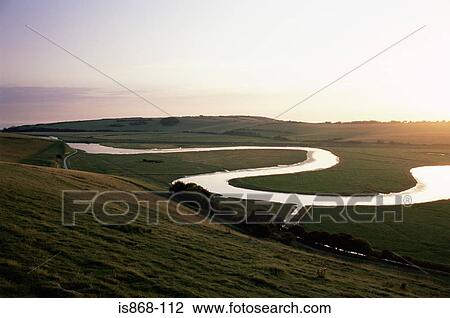 Stock Image - Meandering river. Fotosearch
