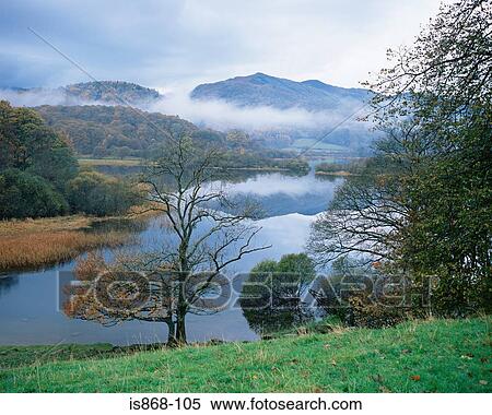 Stock Photography - Mist over cumbrian lake. Fotosearch