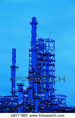 Oil refinery at dusk View Large Photo Image Stock Image - Oil refinery at dusk. Fotosearch