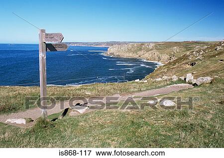 Signpost at lands end View Large Photo Image Stock Photo - Signpost at lands end. Fotosearch