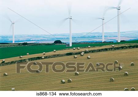 Picture - Wind turbines in countryside. Fotosearch