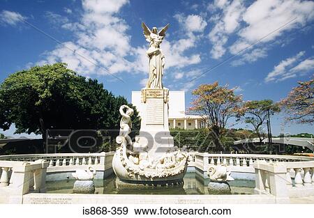 Stock Photo - Fountain and ruben dario national theatre. Fotosearch