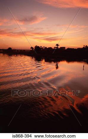 Picture - River nile at sunset. Fotosearch