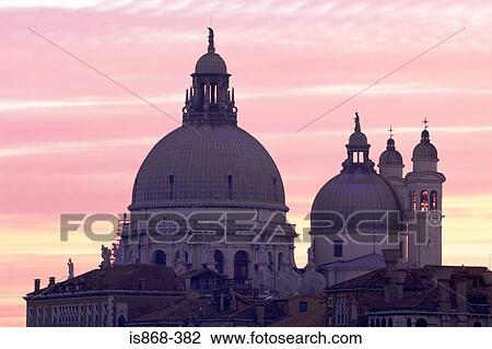 Stock Image - Santa maria della salute at sunset. Fotosearch