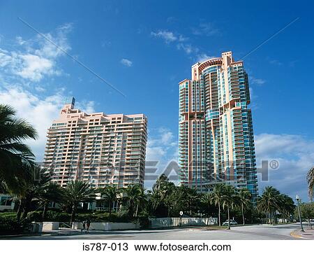 Stock Image - Art deco buildings in south beach. Fotosearch