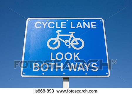 Stock Image - Bicycle path sign. Fotosearch