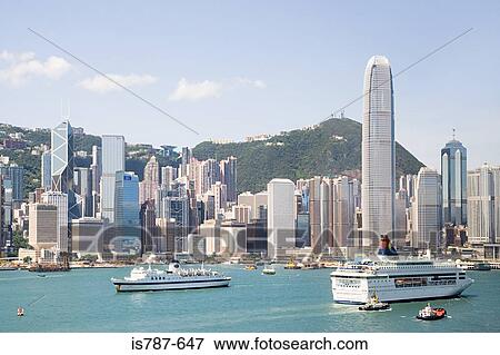 Stock Photo - Buildings on victoria harbour hong kong. Fotosearch
