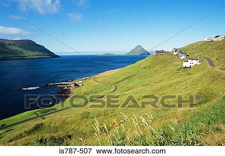 Stock Photo - Coastal settlement faroe islands. Fotosearch