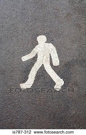 Stock Image - Painted person walking. Fotosearch