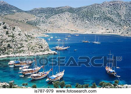 Boats in loryma bay turkey View Large Photo Image Stock Photo - Boats in loryma bay turkey. Fotosearch
