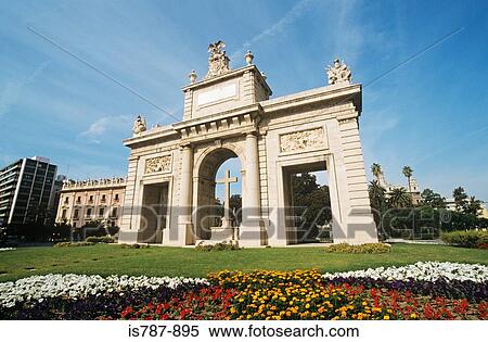 Stock Photography - Cruz cubierta monument in valencia. Fotosearch