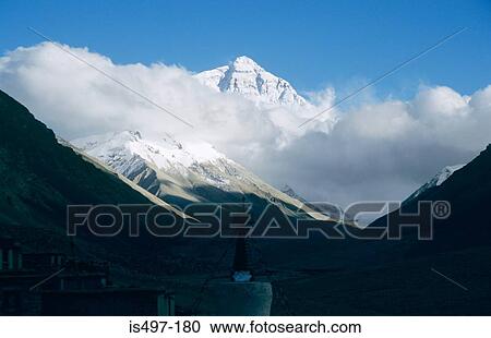 Mount everest and rongbuk monastery View Large Photo Image Stock Image - Mount everest and rongbuk monastery. Fotosearch