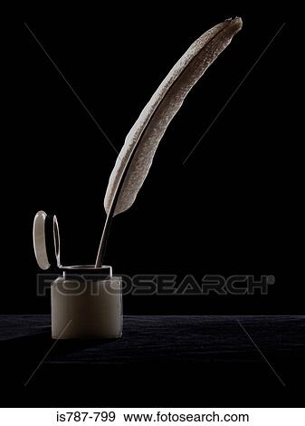 Stock Photo - Quill pen and ink well. Fotosearch