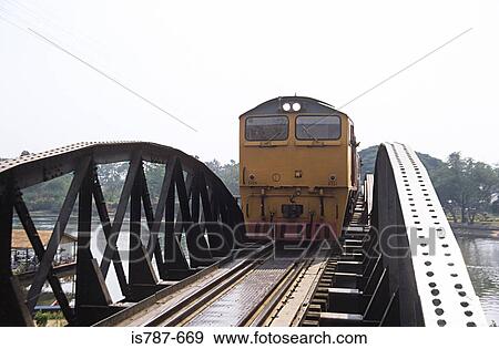 Train on bridge over river kwai View Large Photo Image Stock Photo - Train on bridge over river kwai. Fotosearch