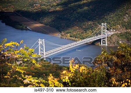 Stock Image - Bear mountain bridge over hudson river. Fotosearch
