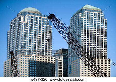 Cranes and world financial center View Large Photo Image Stock Image - Cranes and world financial center. Fotosearch