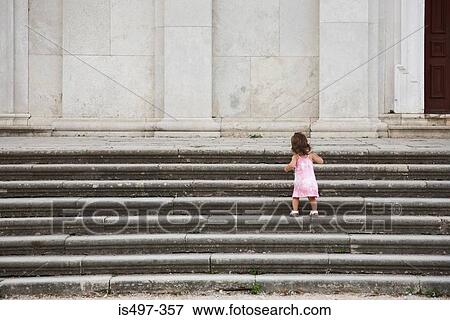 Stock Photo - Girl on steps. Fotosearch