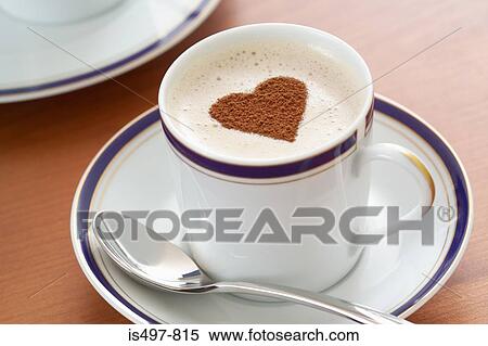 Cappuccino with a heart shape on it View Large Photo Image Stock Photography - Cappuccino with a heart shape on it. Fotosearch
