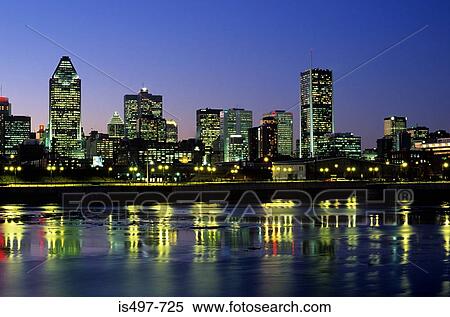 Stock Photography - Montreal skyline and la chine canal. Fotosearch