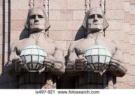 Statues at helsinki central railway station View Large Photo Image Stock Image - Statues at helsinki central railway station. Fotosearch