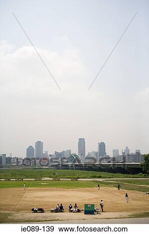 Baseball field in city View Large Photo Image Stock Photo - Baseball field in city. Fotosearch