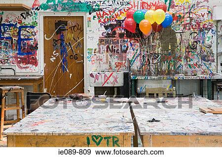 Stock Photo - Balloons in art classroom. Fotosearch